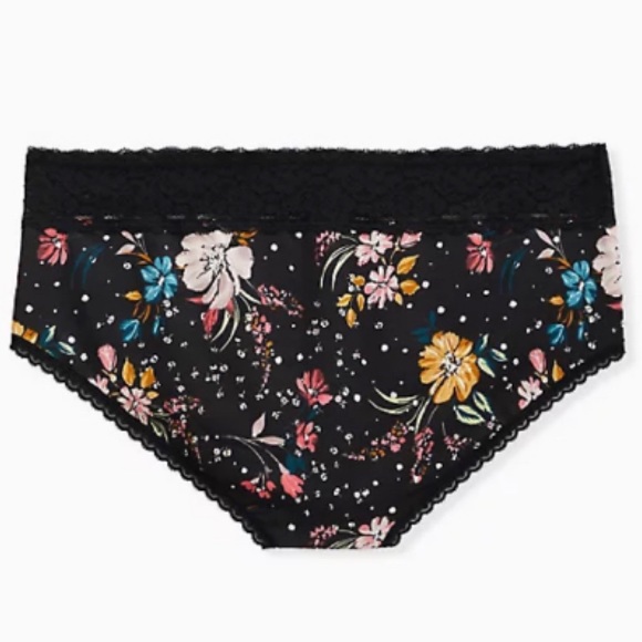 🆕 Black Floral Wide Lace Cheeky Panty 0 L 12 NWT - Picture 3 of 3